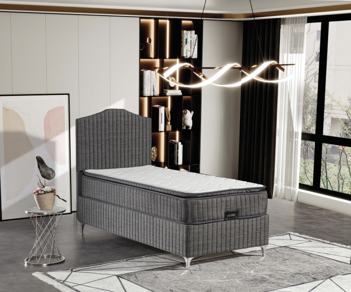 Truva Gri Tek Kişilik Yatak Setleri